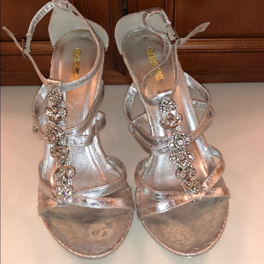 Celeste silver heels